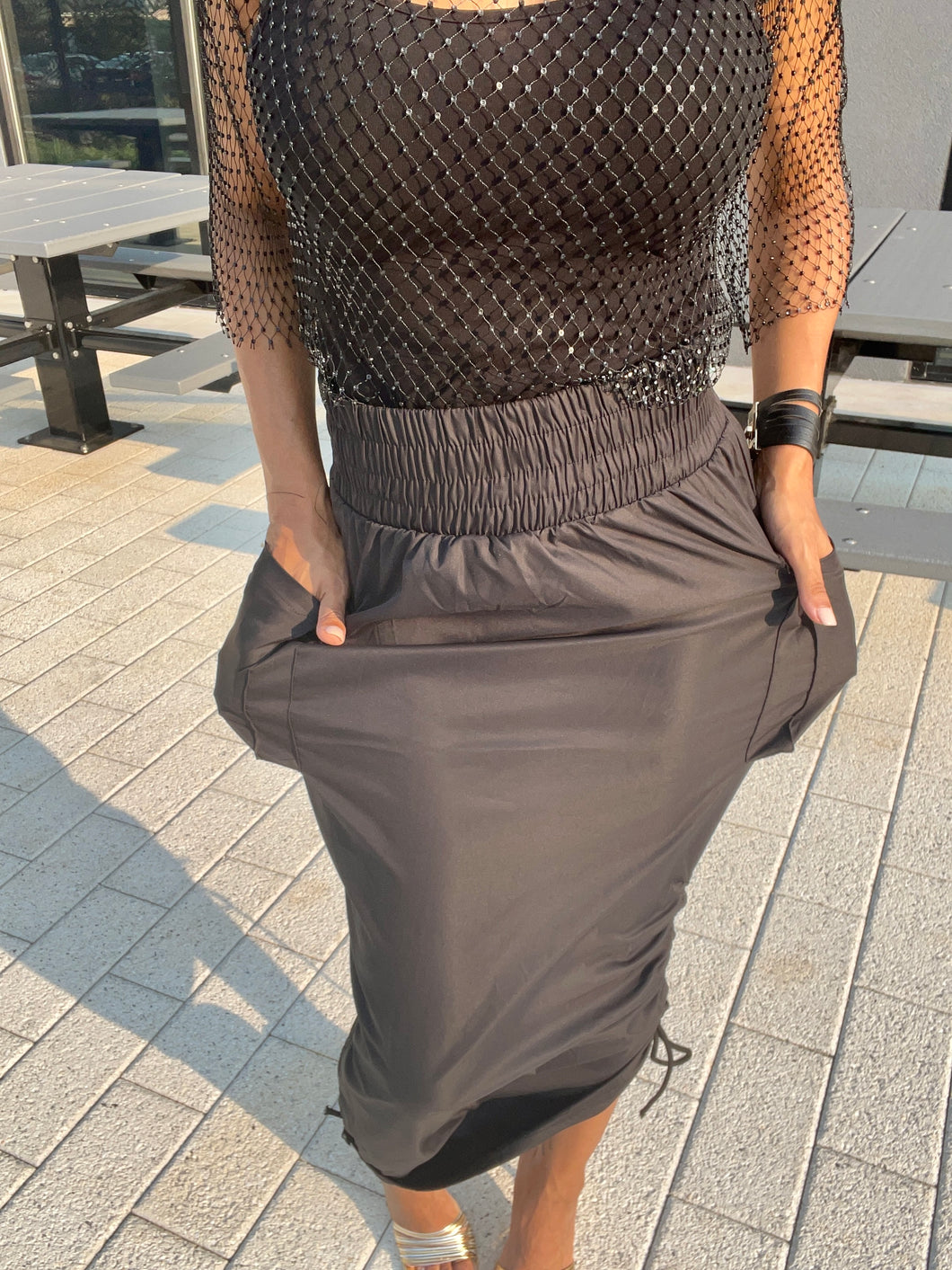 Black Windbreaker Skirt